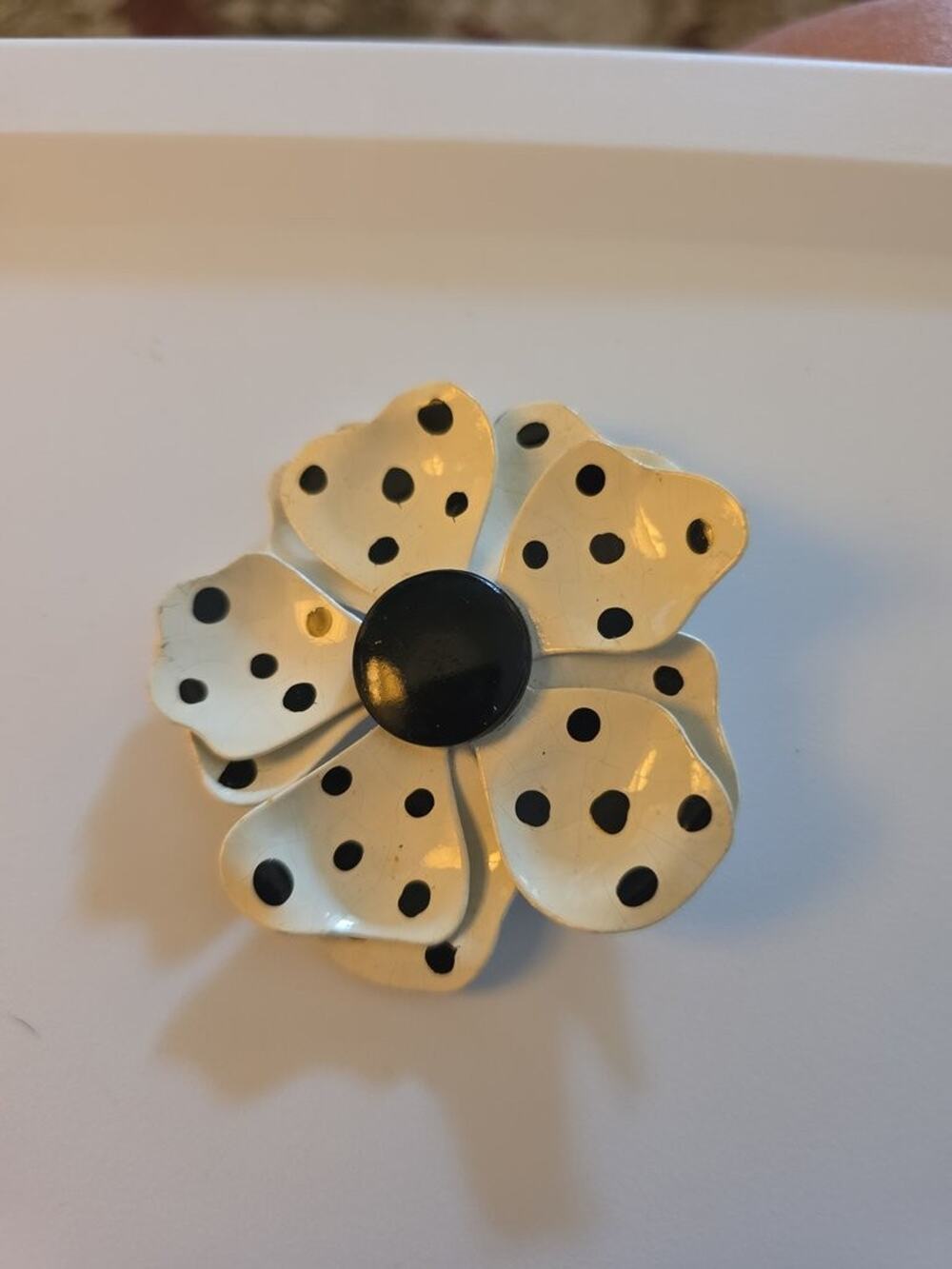 Vintage Polka Dot Flower Brooch Made in Germany